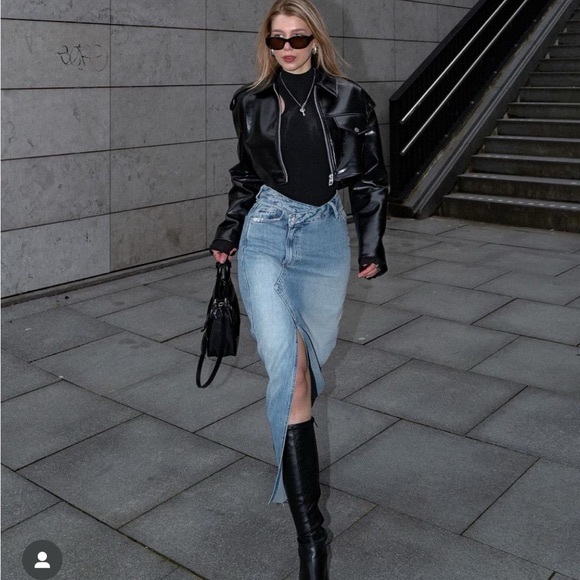 ZaraCROSSOVER LONG DENIM SKIRT XL